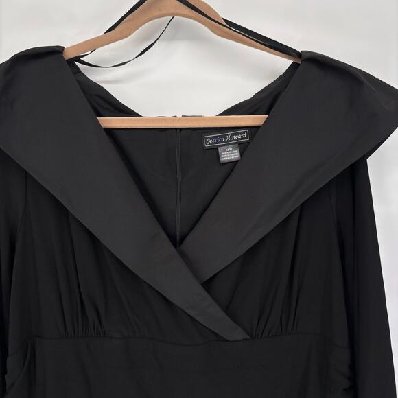 Jessica Howard Dress Plus Size 18W Black Taffeta Tulle Portrait Party Formal - Picture 3 of 11